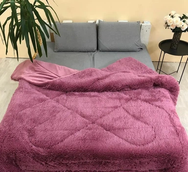 Одеяло всесезонное Grass Медведь плюшевый мех с коротким ворсом 200x230 см розовый (tra38)