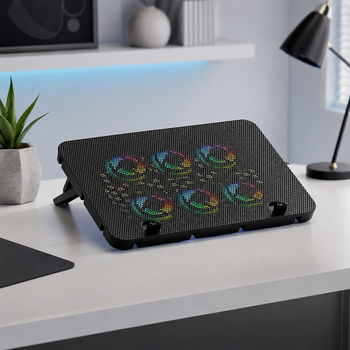 Охлаждающая подставка для ноутбука с 6 тихими вентиляторами, RGB-подсветкой, USB и регулировкой скорости