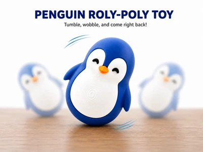 Забавный Неваляшка Пингвин Cute Wobbly Penguin 7 См 3Д Печать