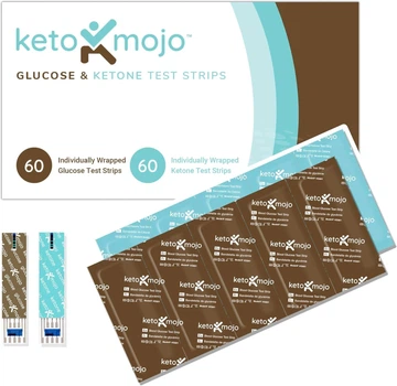Тестовые полоски GKI KETO-MOJO Blood Glucose and Ketone Test Strips Combo Pack (60 глюкоз + 60 кетонов) - комбо-упаковка