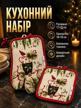 Кухонний набір рукавичка 17х27 см і прихватка 18х18 см текстиль для кухні 2 шт Colorful Home PS-6782