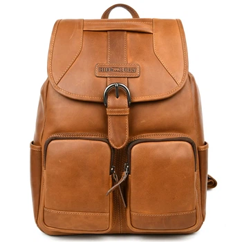 Городской рюкзак HILL BURRY HB4066B кожаный рыжий 45×30×12 см
