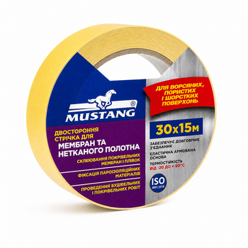Двусторонняя лента для мембран и нетканого полотна Mustang 30 мм × 15 м (BOSP3015)