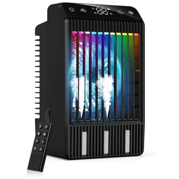 Портативный охладитель воздуха TIPTOP HOME F11 4-в-1 с резервуаром 1000 мл, RGB-подсветкой и пультом
