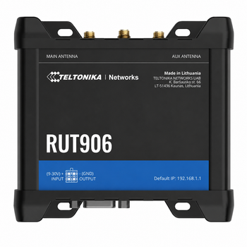 Промышленный 4G LTE маршрутизатор Teltonika RUT906 с Wi-Fi 4 Черный