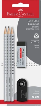 Олівець графітовий Faber-Castell 217079 GRIP 2001 2B 3шт+ластик+чинка /217079/