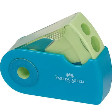 Чинка пластикова Faber-Castell 182704 Sleeve Trend, з контейнером 2 отвори, у чохлі (двокольорова) (12) /182704/