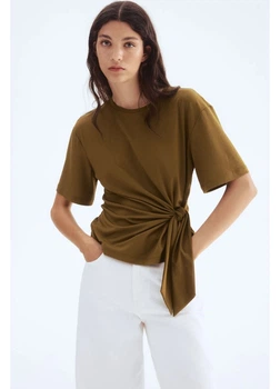 Топ женский H&M 271299848 XS Оливковый (2727000135652)