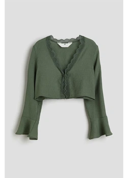 Детская блузка для девочки H&M 271216843 134 см Темно-зеленая (2727000142919)