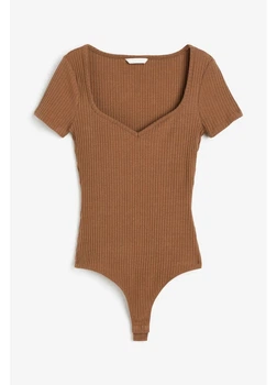Боді-футболка бавовняна жіноча H&M 271171542_brown S Коричнева (2727000135270)
