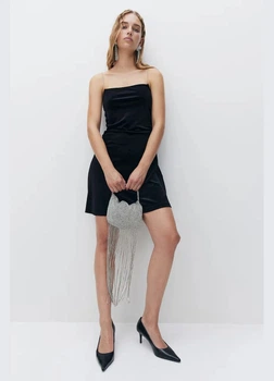 Платье вечернее короткое летнее женское H&M 271250482 XS Черное (2727000100742)