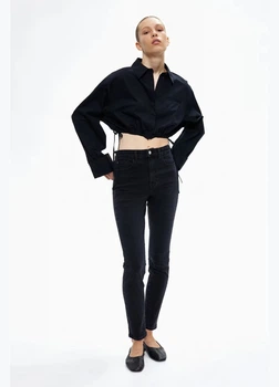 Джинси Skinny жіночі H&M 271222680 S Чорні (2727000103873)