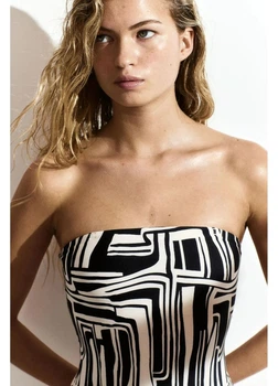 Купальник слитный женский H&M 271251592_blackwhite XL Черный/Бежевый (2727000123208)