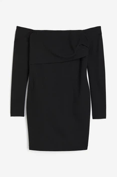 Платье короткое осеннее женское H&M 271208227 XS Черное (2727000135591)