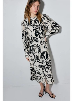 Сукня міді осіння жіноча H&M 271229390 S Кремова (2727000118044)