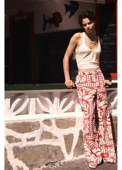 Брюки женские H&M 271292312 44 Красные (2727000118075)