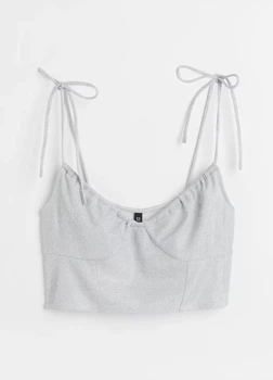 Топ женский H&M 271078156 XXS Светло-серый/Серебряный (2727000104610)