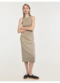 Сукня міді літня жіноча H&M 271235781 M Світло-сіра (2727000127749)
