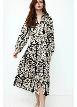 Сукня міді осіння жіноча H&M 271239045 S Кремова (2727000133719)
