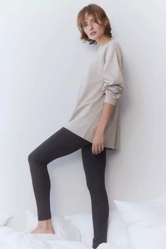 Пижамные лосины женские хлопковые H&M 271247290 L Темно-серые (2727000148607)