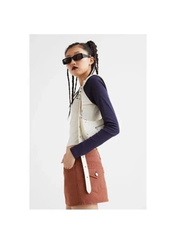 Юбка мини летняя прямая женская H&M 271104290 34 Коричневая (2727000122973)
