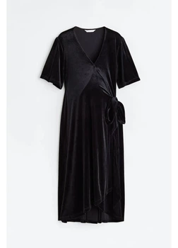 Платье для беременных на запах миди осеннее женское H&M 271088684 XL Черное (2727000142087)