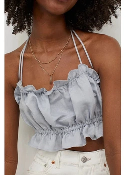 Топ женский H&M 271003481 L Светло-серый (2727000115722)