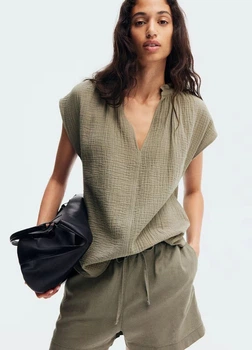 Блузка жіноча H&M 271179983 S Хакі (2727000129293)