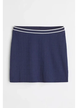 Юбка мини летняя прямая женская H&M 271031617 L Темно-синий/Белый (2727000114473)