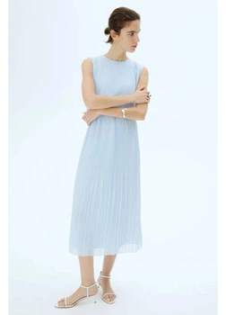 Платье для беременных и кормящих мам миди летнее женское H&M 271227795 M Голубое (2727000106584)