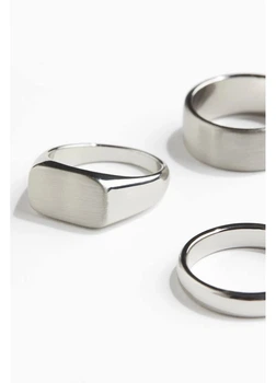 Набор колец мужских H&M 271171491_silver L 3 шт Серебристый (2727000101114)