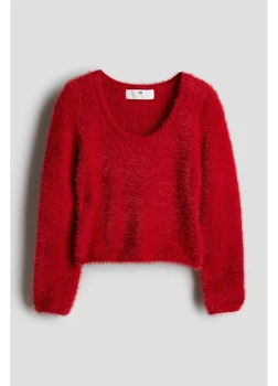 Підлітковий в'язаний светр для дівчинки H&M 271248175 146 см Червоний (2727000122379)