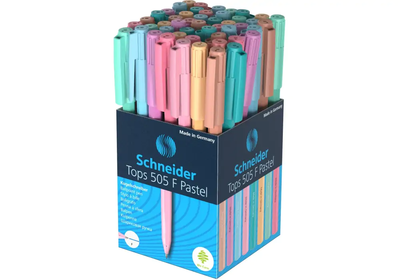 Ручка кулькова SCHNEIDER TOPS PASTEL 0,5 мм. Корпус асорті, пише синім