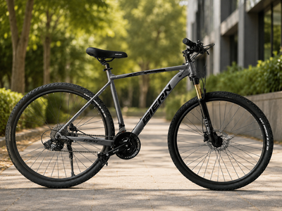Горный велосипед 29" с алюминиевой рамой 21" и гидравлическими тормозами Shimano Темное Серебро