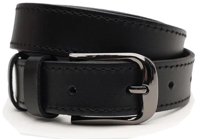 Женский кожаный ремень Borsa Leather черный из натуральной кожи с классической металлической пряжкой для брюк и джинсов 70272