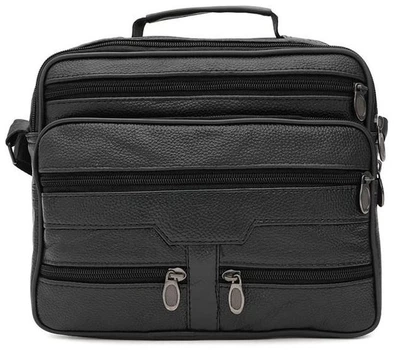 Мужская кожаная сумка-барсетка Borsa Leather 3 черный из натуральной кожи 53885