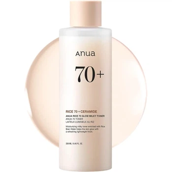Молочний тонер для обличчя ANUA Rice 70 Glow Milky Toner 250 мл для зволоження та сяйва шкіри