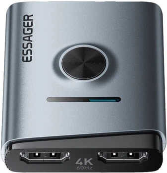 Спліттер-світч ESSAGER HDMI HD Visuals 2in1 out/1in2 out HD 4K@60Hz, 1080P@120Hz Black (EQHH2-HX0G-Z)