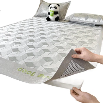 Килимок для ліжка Yalu Carbon Fiber Ice Silk, літній килимок-сендвіч Ice Silk, охолоджувальний килимок, комплект з двох предметів для однієї особи, 120*200 см, сірий