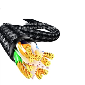 Кабель Ethernet SAMZHE Cat6A, 8 метров, патч-корд из чистой меди, 10-гигабитный, сетевой кабель в хлопковой оплетке для домашнего компьютера, 8-жильная витая пара, совместимость с гигабитными сетями 2,5G, инженерный соединитель, MWD6A080