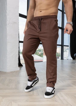 Брюки из льна MonsterBrand прямые XXXL (56) коричневі