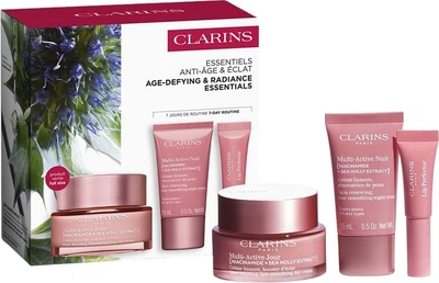 Набір для догляду за обличчям Clarins Multi-Active Крем для обличчя 50 мл + Нічний крем 15 мл + Блиск для губ 5 мл (3666057413391)