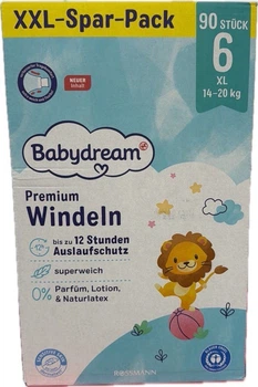 Подгузники Babydream XXL Premium Windeln, 6-й размер (14–20 кг), 90 шт.