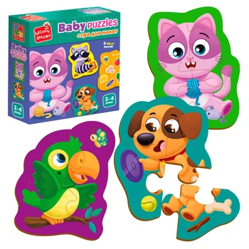 Беби пазлы Vladi Toys MAXI "Домашние питомцы" VT1722-25 в пакете 16 см × 2 см × 26 см