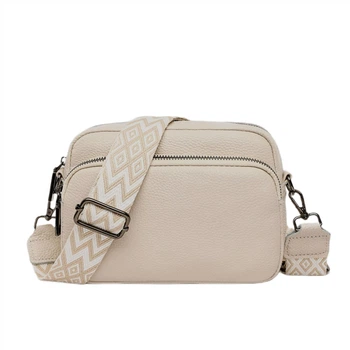 Стильна жіноча сумка cross-body з натуральної шкіри Wide-770 біла