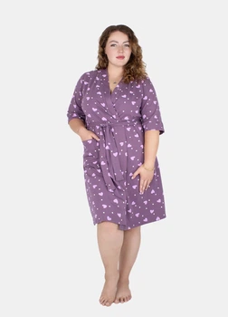 Халат жіночий Bahar ліловий в серця 5XL (артикул 3500-7)