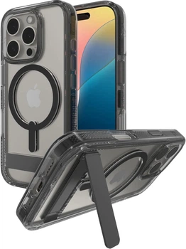 Чехол противоударный с подставкой ZAGG Gear4 Crystal Palace MagSafe для Iphone 16 Pro Max (6.9") Прозрачный + Black