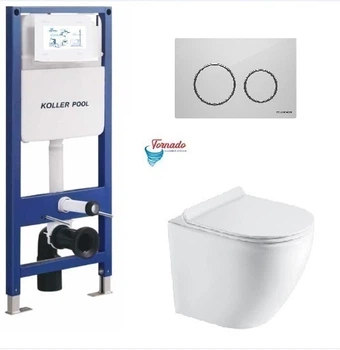 Інсталяція KollerPool AQUA LINE + TWIST White панель змиву + підвісний унітаз ROUND Smart з сидінням Soft-close ( змив Tornado 3,0 )