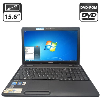 Ноутбук Toshiba Satellite C660 / 15.6" (1366x768) TN / Intel Core i3-370M (2 (4) ядра по 2.4 GHz) / 6 GB DDR3 / 250 GB HDD / Intel HD Graphics / WebCam / DVD-ROM / АКБ не тримає б/в