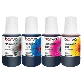 Комплект чернил Epson 101, Black/Cyan/Magenta/Yellow, 4x140 мл, водорастворимые/пигментные Barva (teh0027554)